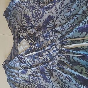 Apt. 9 Navy and White Lace-Trim Blouse